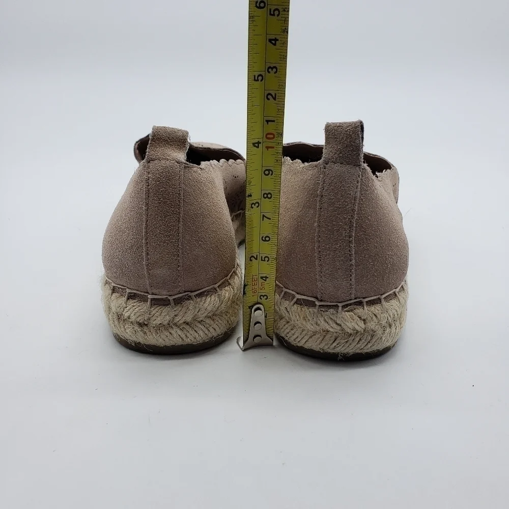 𝅺CROWN Vintage Clover women US 10 tan taupe laser cut leather upper espadrilles